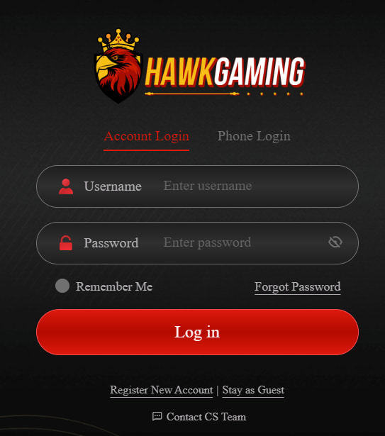 hawk gaming login