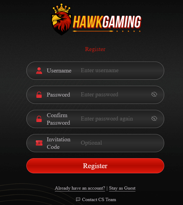hawk gaming register